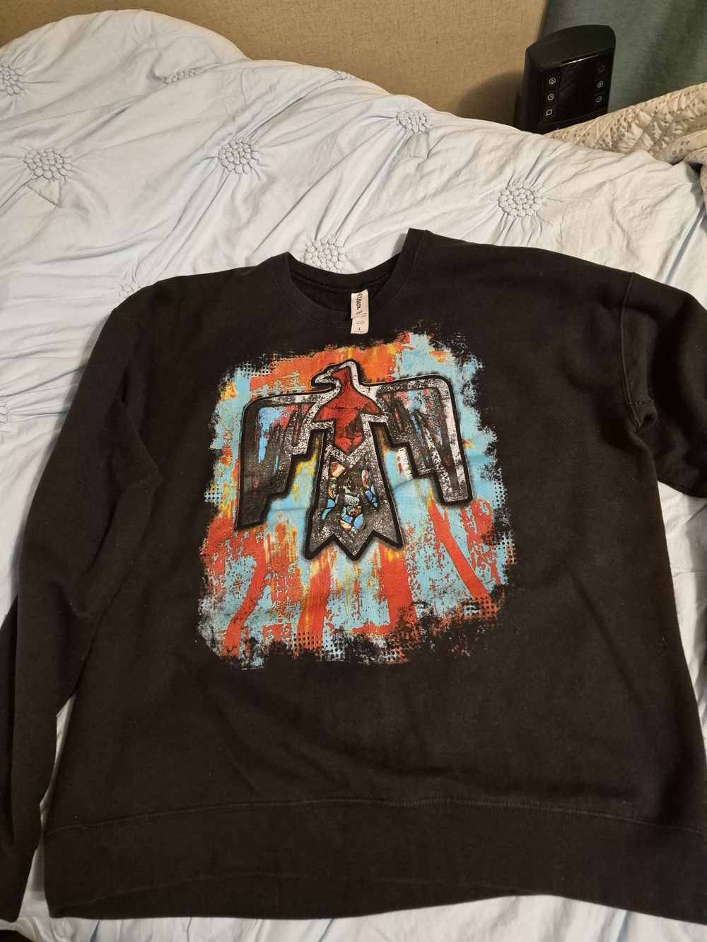 Ariat Black Sweatshirt with Red and Blue Graphic Thunderbird
